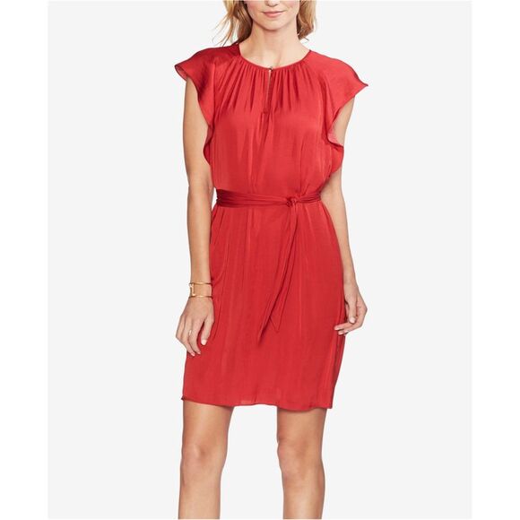 Vince Camuto Womens Flutter Sleeve Sheath Dress, red, M - Picture 1 of 1